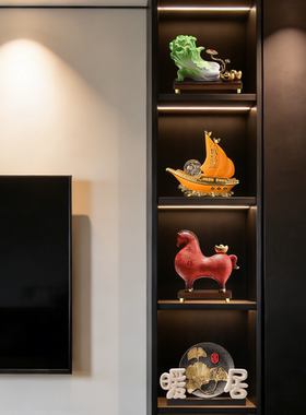 2026马年新款玄关客厅电视柜壁龛酒柜装饰品摆件套装组合轻奢高档