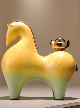 马年吉祥物马上有钱摆件客厅玄关酒柜电视柜装饰品店铺办公室招财