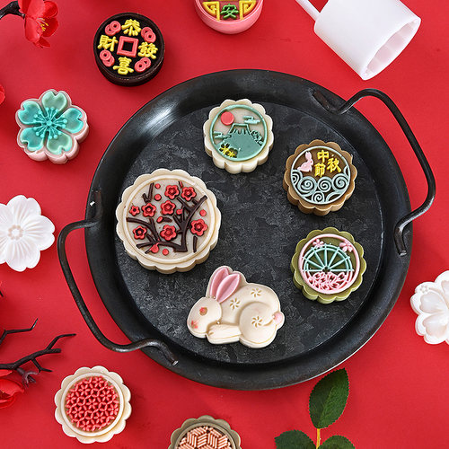 中秋月饼模具家用模型印具手压式冰皮绿豆糕点心不粘模子烘焙工具 - 图2