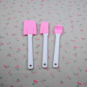 倍享 粉色刷子刮刀3件套 烧烤刷 奶油刮刀 搅拌刮刀 烘焙工具