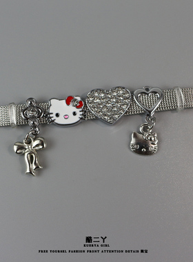 甜酷千禧kt猫手链钢带表带手环