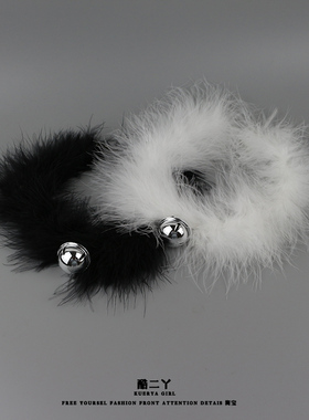 铃铛羽毛项链圣诞白色毛绒颈带仙