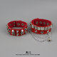 Pulsera ancha de cuero, pulsera personalizada y dominante con remaches de calavera.