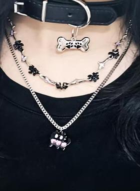 小怪兽猫咪恶魔项链叠戴锁骨链