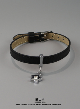 y2k甜酷辣妹星星皮革手链手环女