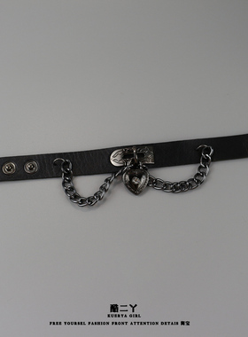 爱心链条皮质手环腕带辣妹手链女