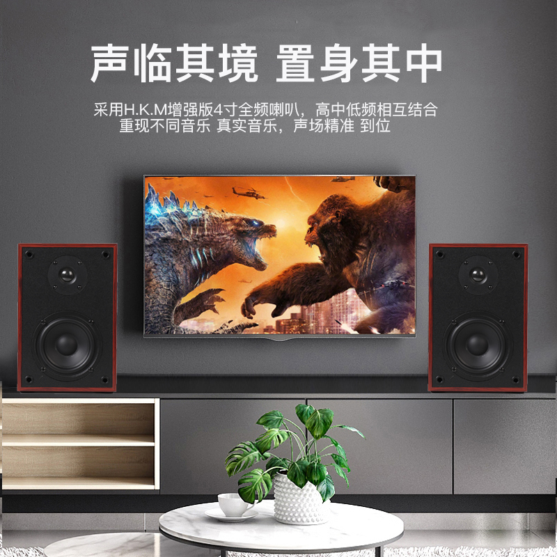 4寸2分频HIFI书架音箱无源音箱桌面环绕低音音箱木质音响壁挂墙 - 图2