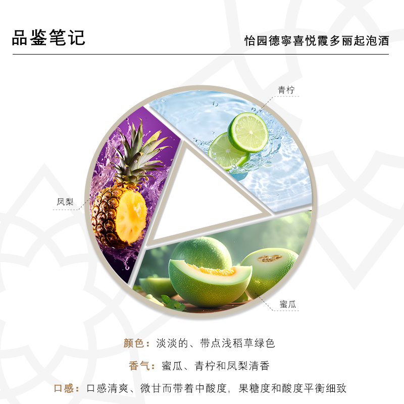 怡园酒庄德宁喜悦霞多丽起泡葡萄酒 女士喜爱 气泡酒晚安酒 - 图0