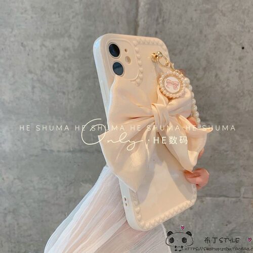 ins气质珍珠蝴蝶结reno13白色OPPO真我GT neo7手机壳realme12pro/find x7/5a3/a9/8/a78/7k11x女4se/a57/a3 - 图1
