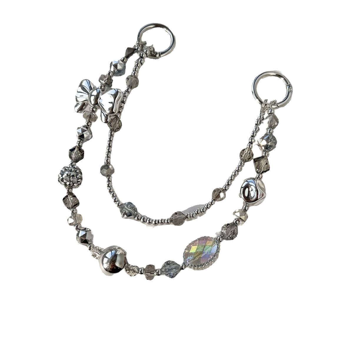 Clove甜酷女孩手机链短款ins手腕挂绳银色双层手机壳绳甜美钥匙链,淘宝优惠券,粉丝福利购,淘宝优惠卷