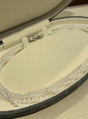 韩式宽版多层珍珠项链女串珠重工短款锁骨链波西米亚风轻奢颈链潮