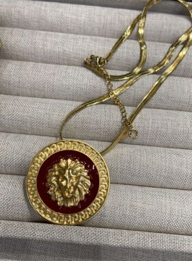 欧美夸张狮子头耳钉女式高级感中古vintage个性动物狮子项链配饰