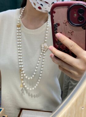 法式复古新款古董珍珠毛衣链8MM甜美女装饰连衣裙腰链韩版百搭款