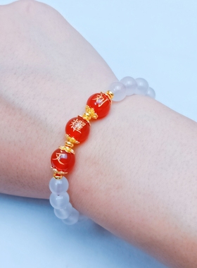 景区热卖玛瑙刻字名字手链姓氏