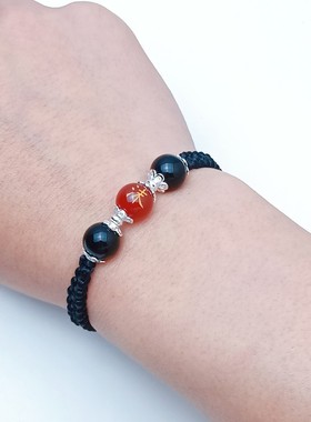 玛瑙姓名手链刻字编织手串