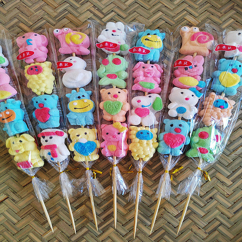 创意棉花糖串串卡通动物造型糖果软糖棒棒糖地摊夜市网红糖果零食,淘宝优惠券,粉丝福利购,淘宝优惠卷