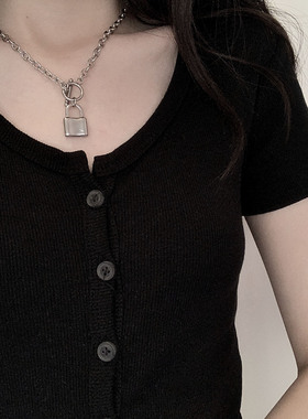 CHOKER钛钢锁时尚复古网红锁骨链