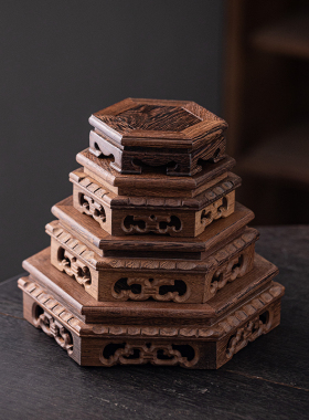 鸡翅木六角形展示架托架实木木质佛像工艺品太师椅正方形摆件底座