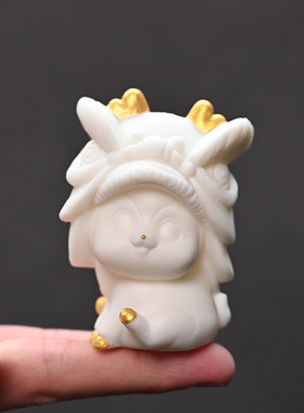 国潮中国风陶瓷手工招财小鹿宝醒狮小猫可爱桌面动物客厅装饰摆件