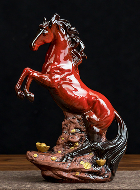 陶瓷马摆件装饰品客厅书房办公室桌面工艺品中式复古装饰礼品摆件