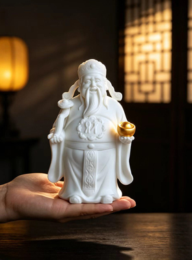 陶瓷财神爷白瓷摆件家用客厅玄关