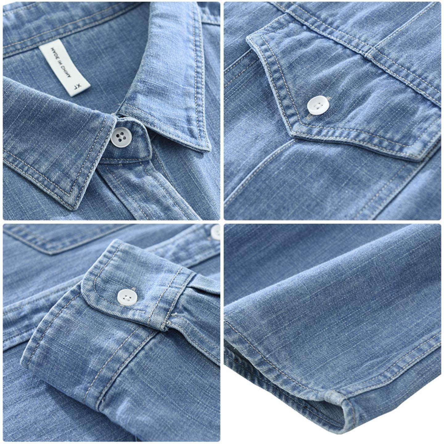 7957日系牛仔潮流长袖衬衫男士时尚百搭文艺休闲牛仔衬衫宽松上衣,淘宝优惠券,粉丝福利购,淘宝优惠卷