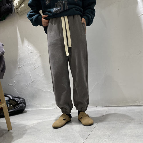 TY1980 TT 冬季新款松紧腰宽松运动休闲加绒加厚束脚卫裤女85699 - 图1