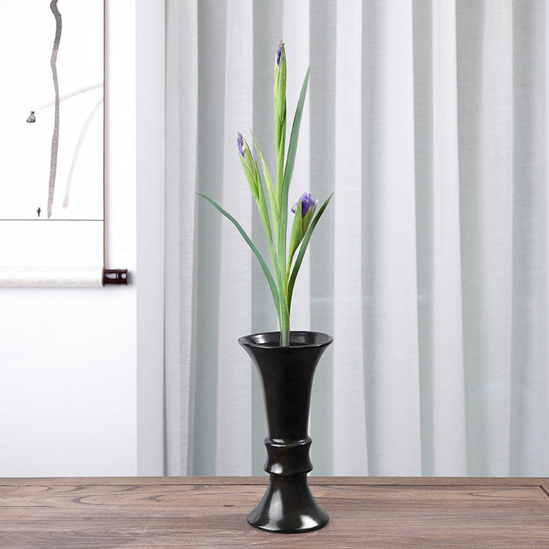 花叶居陶瓷池坊鹤舞插花花器日式花道禅意剑山插花器皿中式大花瓶