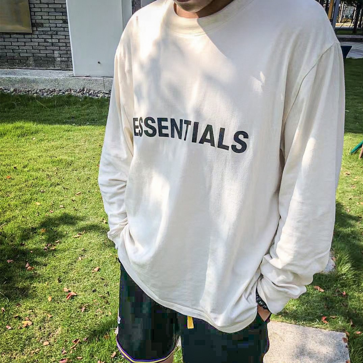 Fear Of God Essentials FOG胸前字母标语基础圆领套头长袖T恤男 - 图1