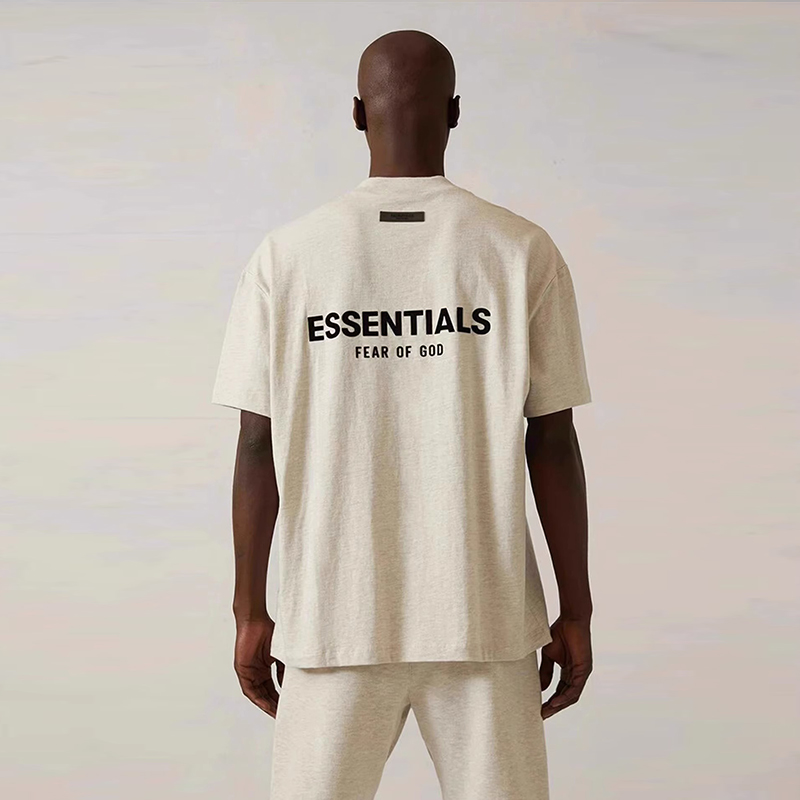 Fear of God FOG Essentials 植绒双标反光字母情侣男女短袖T恤潮 - 图0