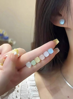 3对多巴胺星空小方糖耳钉