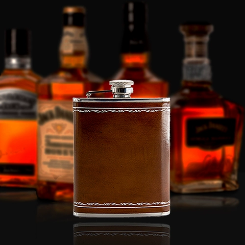 Импортная карманная фляжка, кожаный ретро мужской портативный чехол, Италия, из натуральной кожи