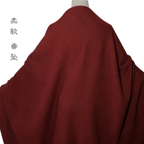 小范布行暗红色藏青色双色暗纹提花纯棉布料汉服旗袍袍子服装面料 - 图0