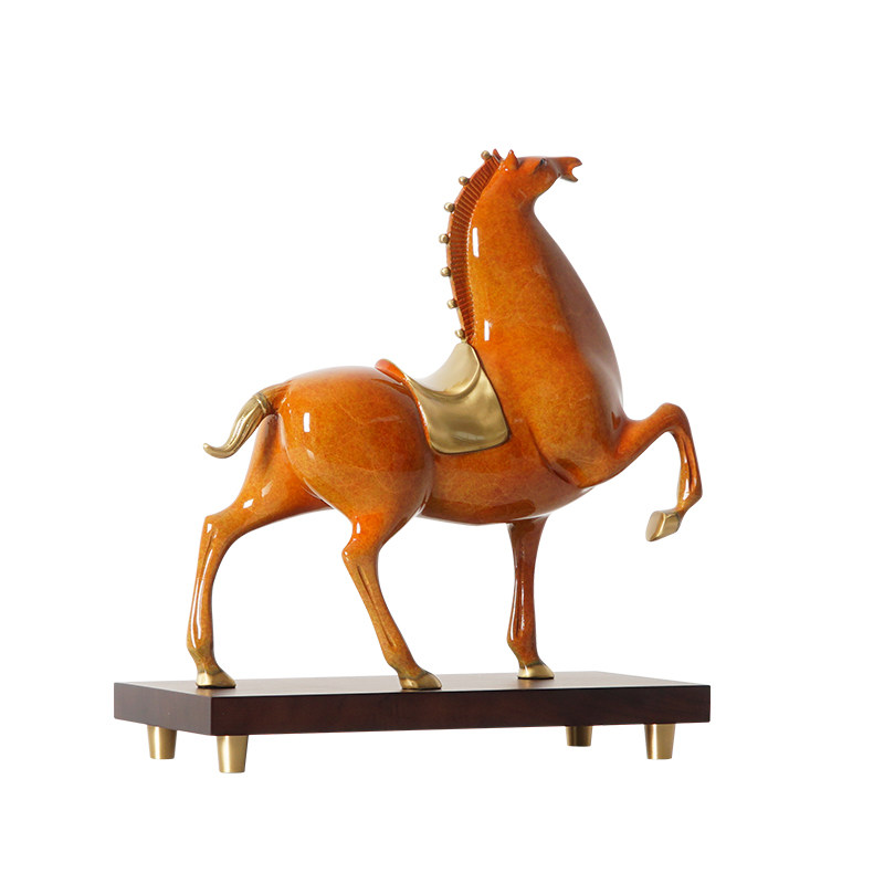 新中式纯铜马摆件《一马当先》铜雕工艺品书房玄关办公室装饰礼品