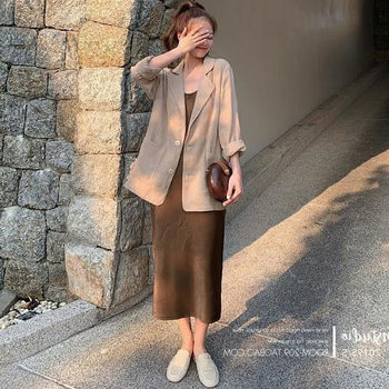 2024 summer fat mm cotton and linen small suit jacket women's loose slim linen thin top casual suit 200 ປອນ