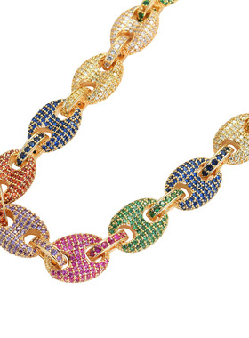 ICEBLING猪鼻子彩色项链古巴链