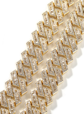 诺米同款18mmT方锆石混镶古巴链