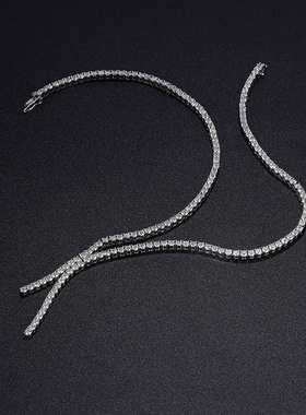 10分钻莫桑钻纯银流苏项链