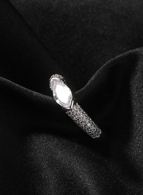 S925纯银马眼锆石满钻戒指