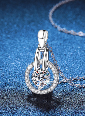 星空设计纯银莫桑钻吊坠项链