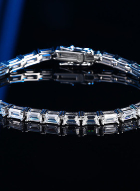 长条钻锆石纯银手链网球链