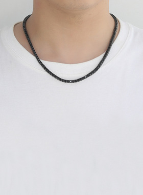 纯黑色锆石4MM弹簧扣网球链