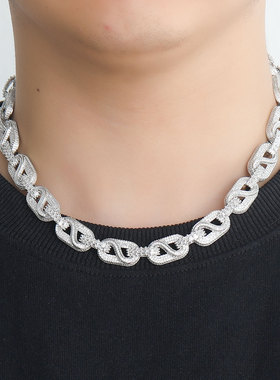 日字形设计满钻锆石古巴链