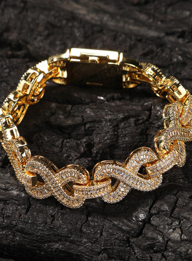 8字无限循环T方锆石满钻古巴链