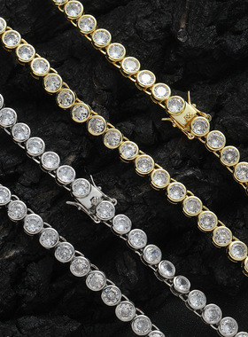 圆包锆石满钻排钻网球链