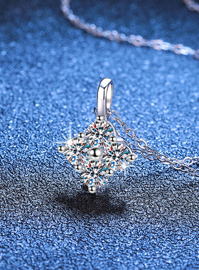 四叶草纯银莫桑钻女士锁骨链项链