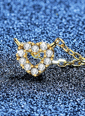 S925纯银莫桑钻迷你爱心吊坠项链