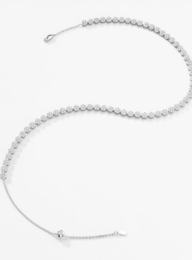 梅花设计纯银莫桑钻满钻项链