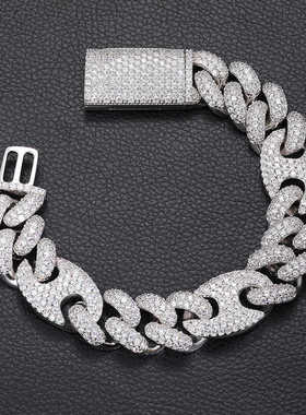 20MM猪鼻子满钻锆石古巴链嘻哈