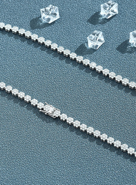 梅花形设计莫桑钻纯银女士项链